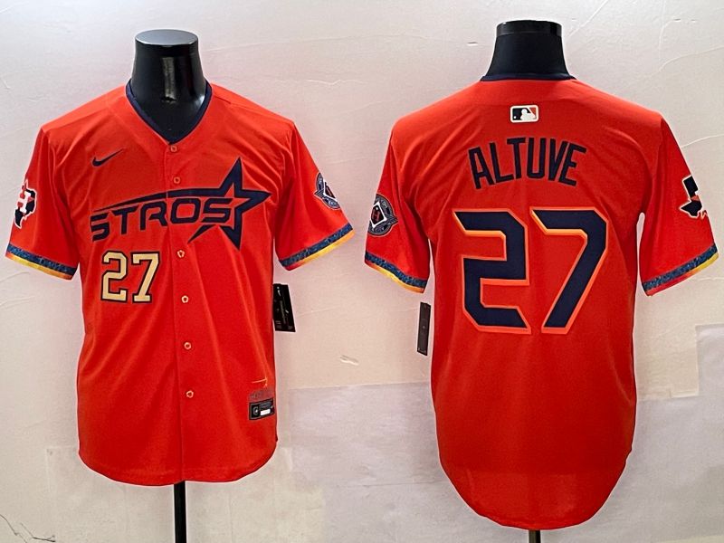Men Houston Astros #27 Altuve Orange Fourth generation Joint Name Nike 2025 MLB Jersey style 3->houston astros->MLB Jersey